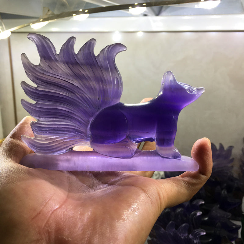 Fluorite Nine-tailed fox Carving crystal carved