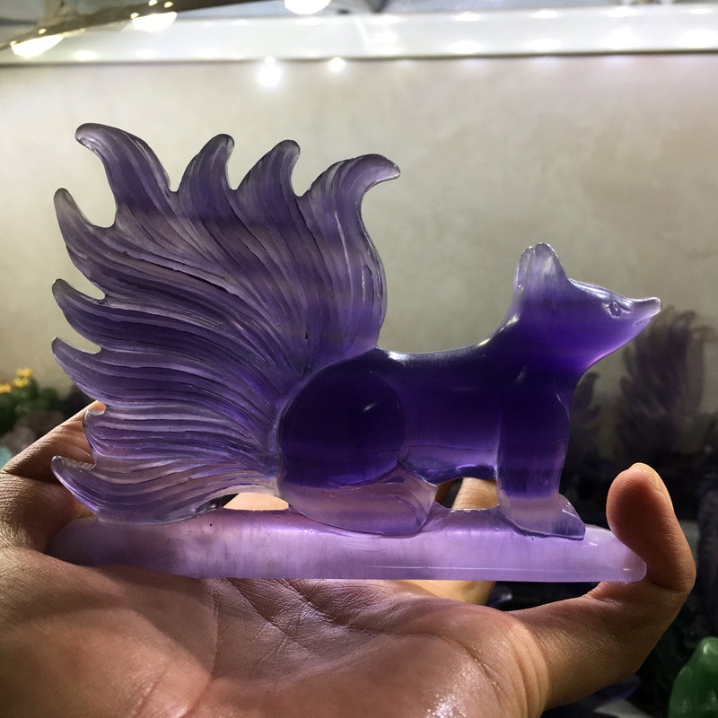 Fluorite Nine-tailed fox Carving crystal carved