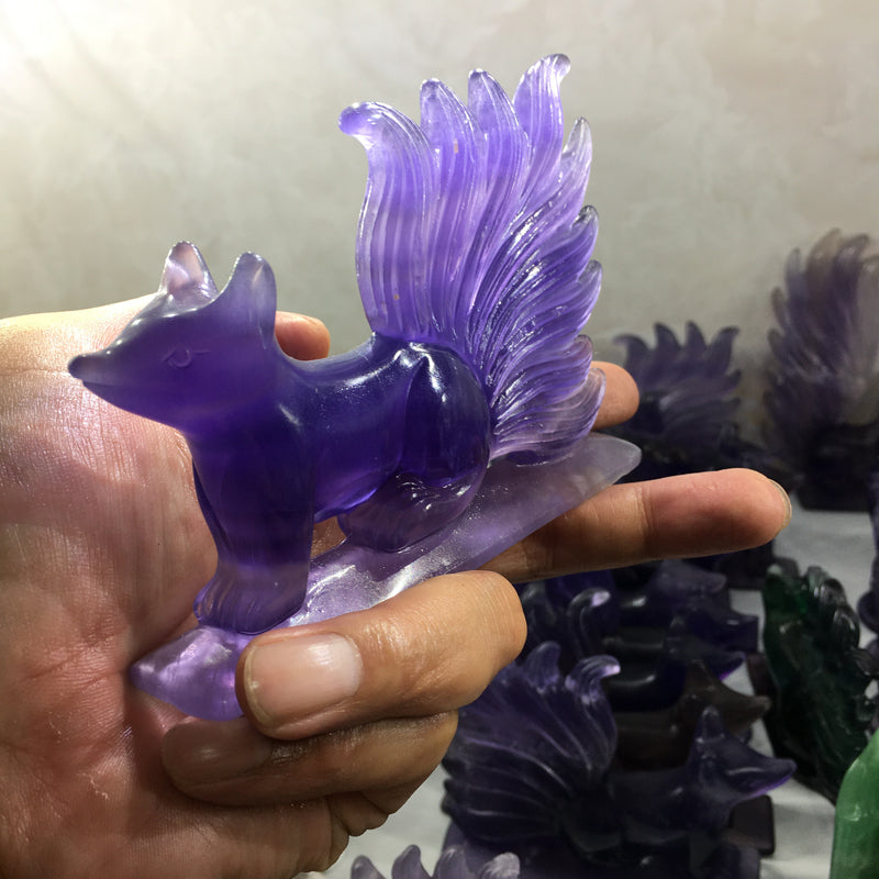 Fluorite Nine-tailed fox Carving crystal carved