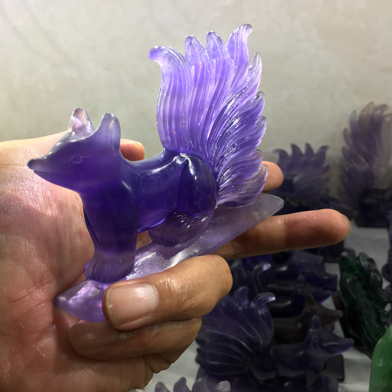 Fluorite Nine-tailed fox Carving crystal carved