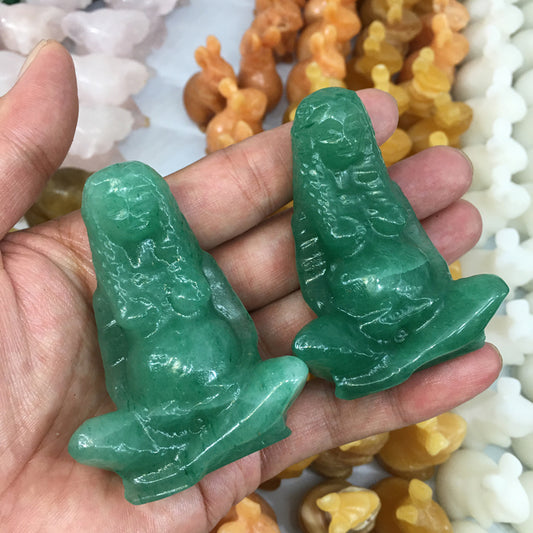 About 7CM green aventurine Mother Earth Carving crystal carved