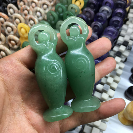 About 8CM Green Aventurine Goddess Carving Crystal Carved