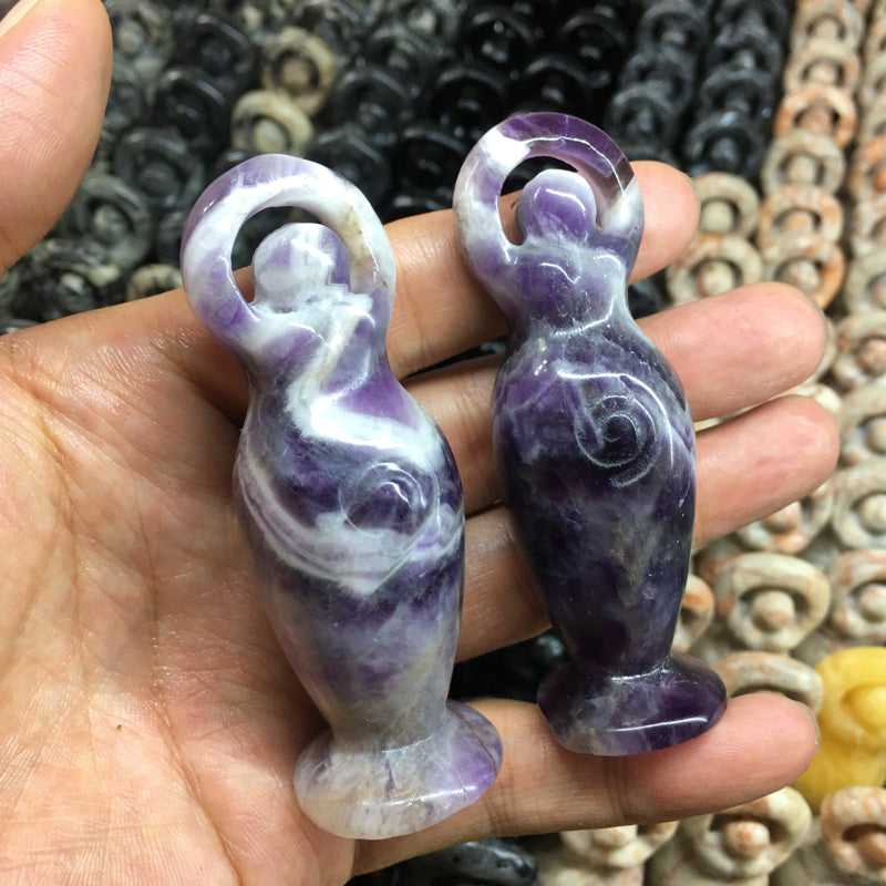 About 8CM Dream Amethyst Goddess Carving Crystal Carved