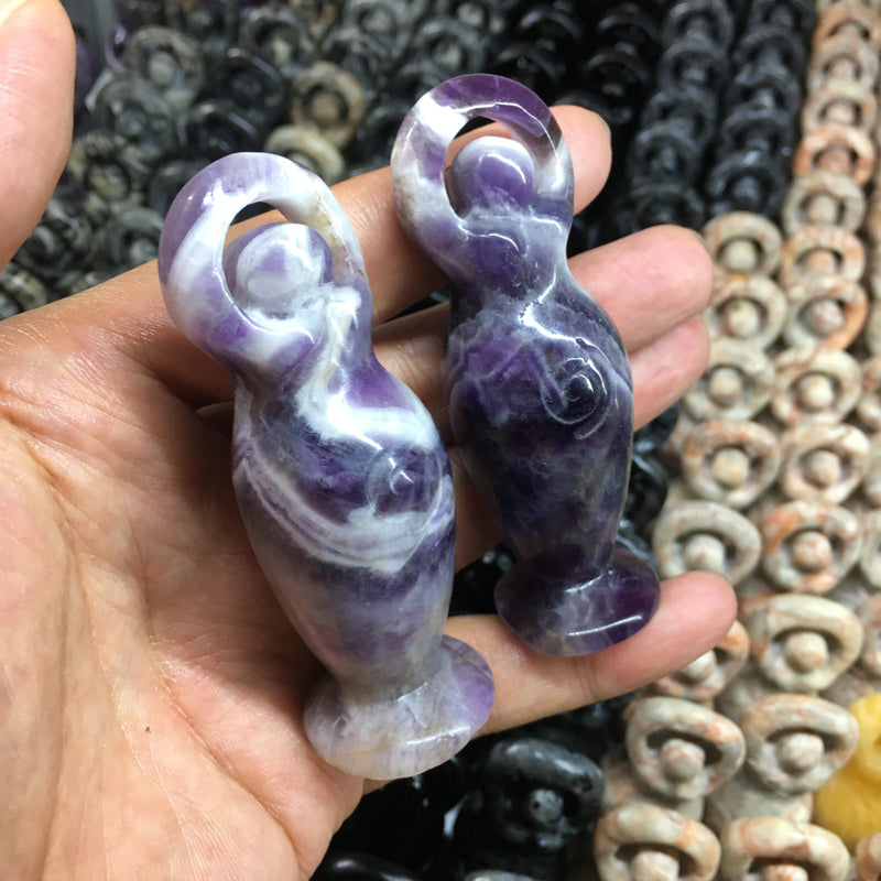 About 8CM Dream Amethyst Goddess Carving Crystal Carved