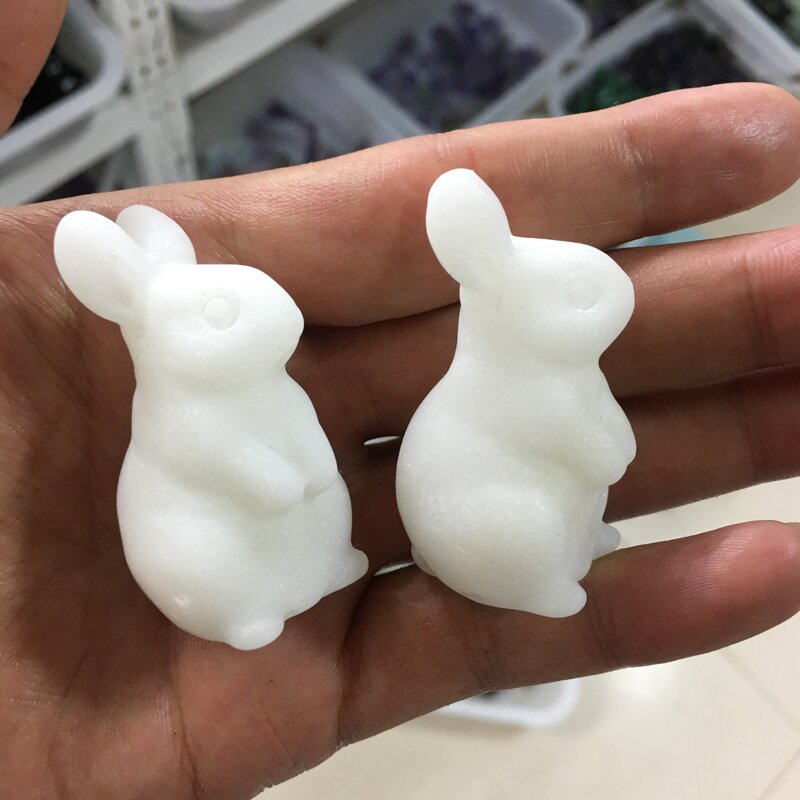 About 5.2CM White Marble Rabbit Carving Animal crystal carved