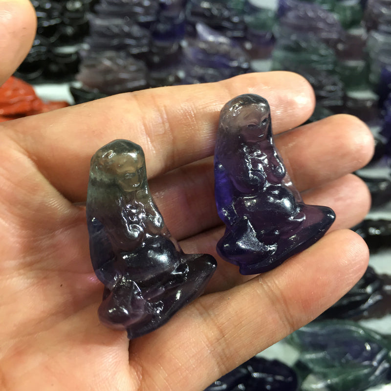 About 4cm Fluorite Mother Earth Carving crystal carved