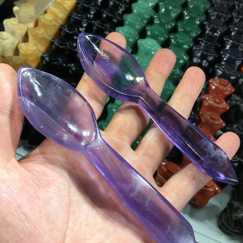 About 13CM Fluorite Spoon Carving crystal carved