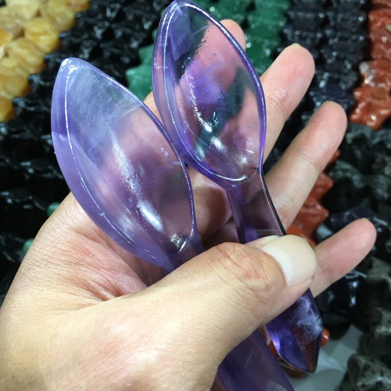 About 13CM Fluorite Spoon Carving crystal carved