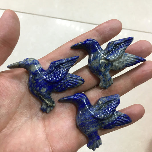 About 6CM Lapis lazuli hummingbird Carving crystal carved