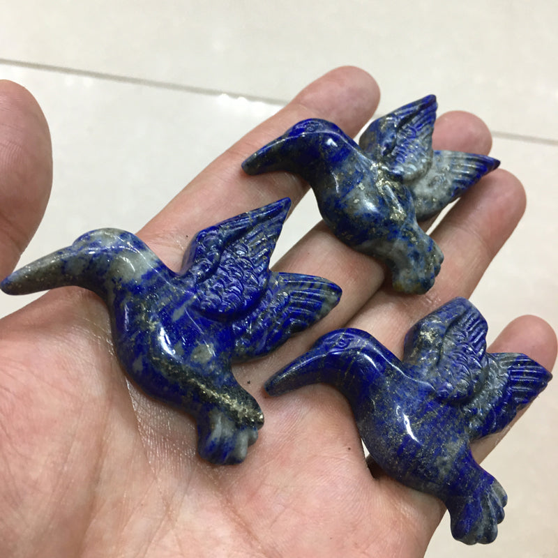 About 6CM Lapis lazuli hummingbird Carving crystal carved