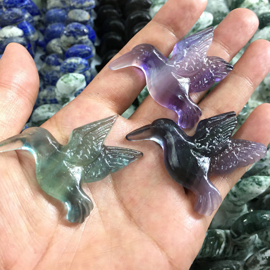 About 6CM Fluorite hummingbird Carving crystal carved