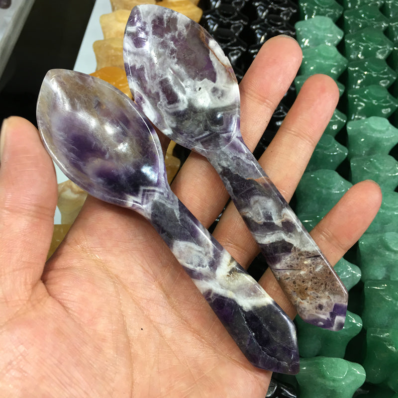 About 13CM Dream Amethyst Spoon Carving crystal carved