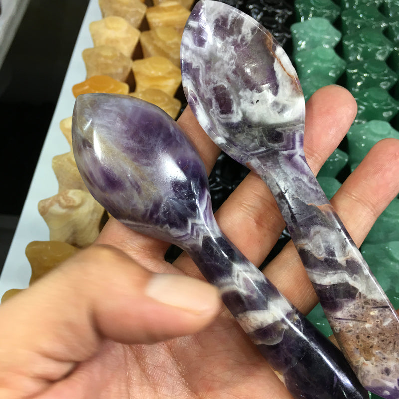 About 13CM Dream Amethyst Spoon Carving crystal carved