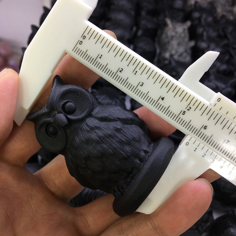 Owl Black obsidian Yooperlite Carving Natural crystal animal bird carved