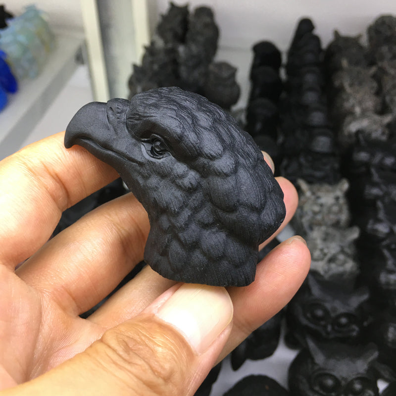 Eagle Black obsidian Yooperlite Carving Natural crystal animal bird carved