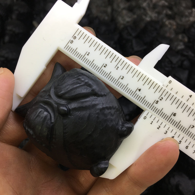 Owl Black obsidian Yooperlite Carving Natural crystal animal bird carved