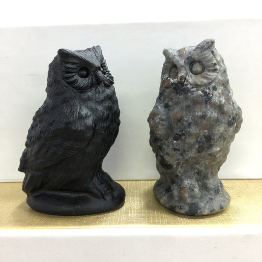 Owl Black obsidian Yooperlite Carving Natural crystal animal bird carved