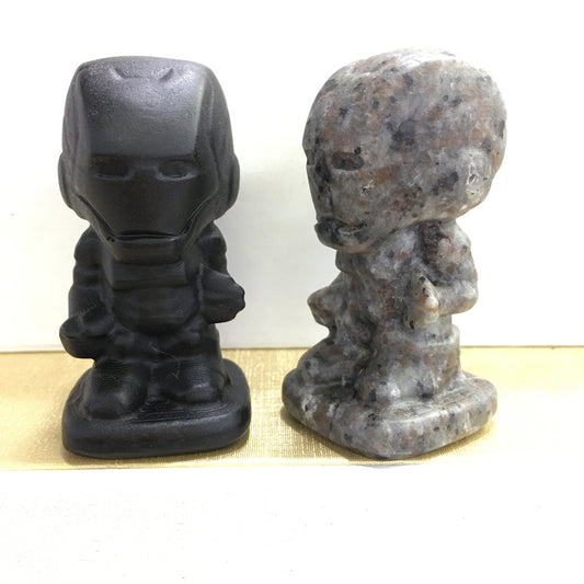 Iron Man Black obsidian Yooperlite Carving Natural crystal The Avengers carved