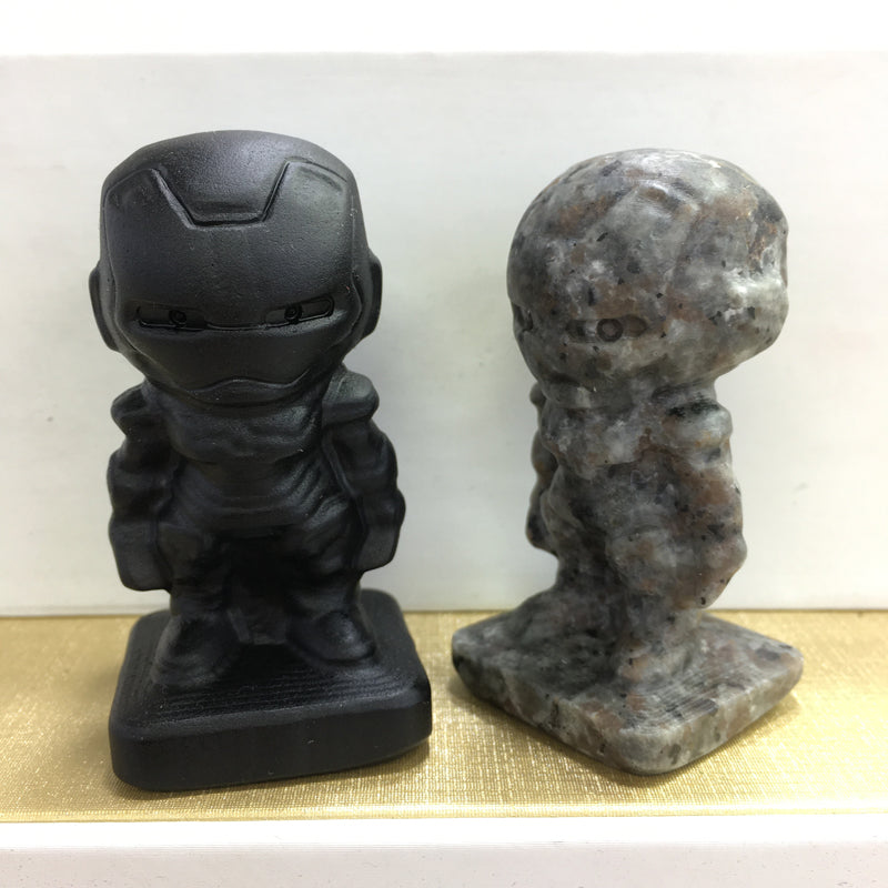 Iron Man Black obsidian Yooperlite Carving Natural crystal The Avengers carved