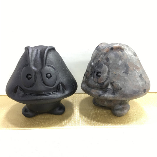 Goomba Black obsidian Yooperlite Carving Natural crystal Super Mario carved