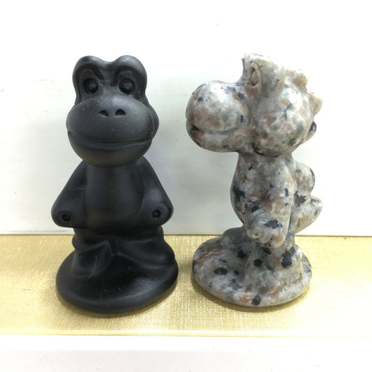 Yoshi Black obsidian Yooperlite Carving Natural crystal Super Mario carved