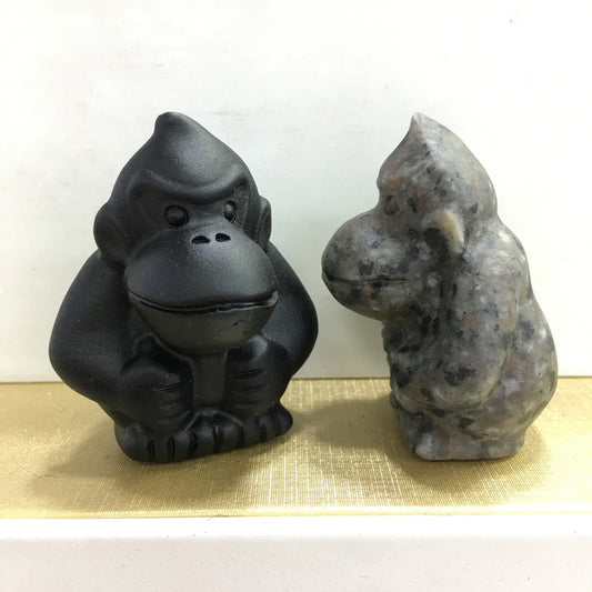 Donkey Kong Black obsidian Yooperlite Carving Natural crystal carved