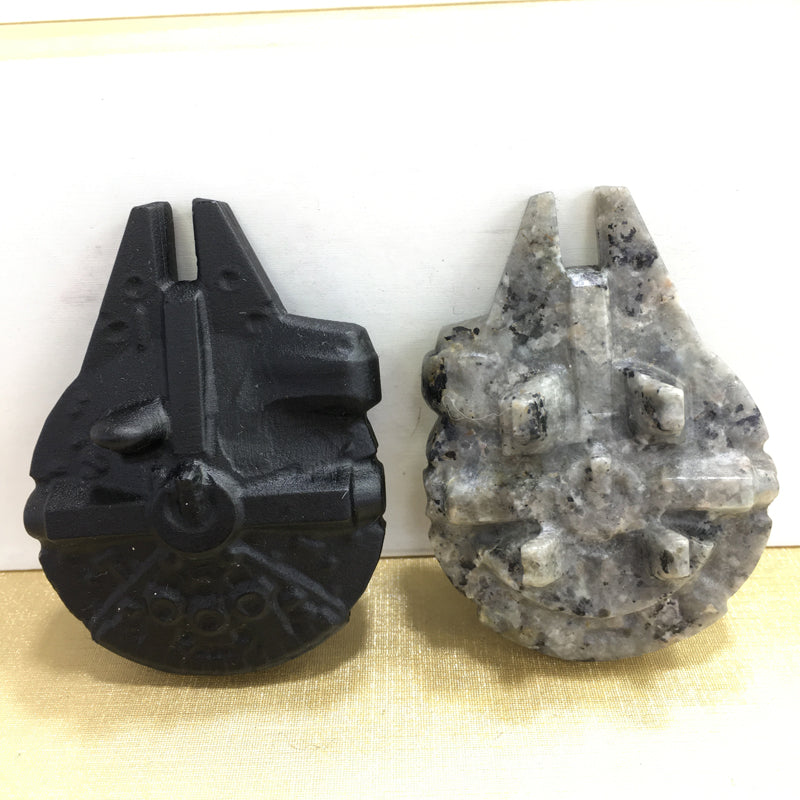 Millennium Falcon Black obsidian Yooperlite Carving Natural crystal Star Wars carved