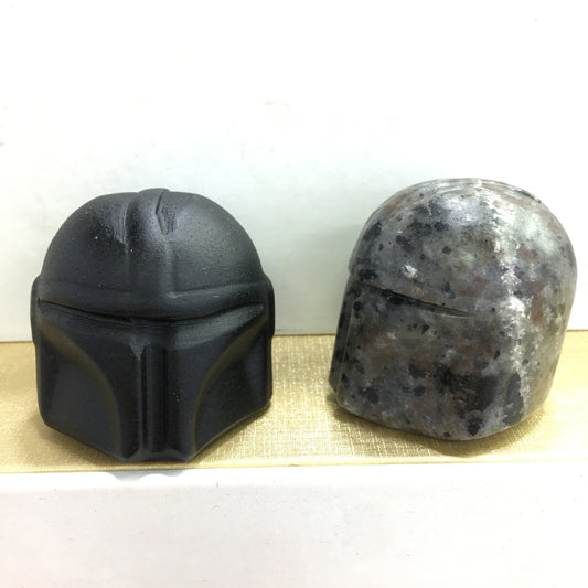 Mandalorian Black obsidian Yooperlite Carving Natural crystal Star Wars carved