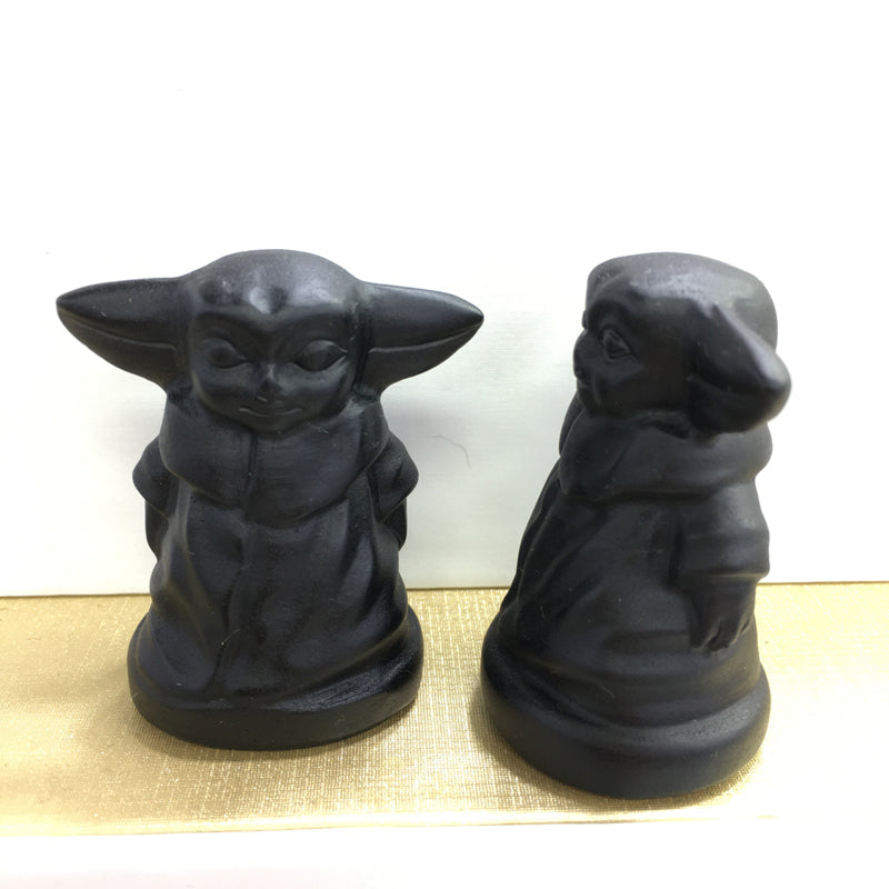 Yoda Black obsidian Yooperlite Carving Natural crystal Star Wars carved