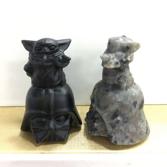 Yoda Anakin Skywalker Black obsidian Yooperlite Carving Natural crystal Star Wars carved