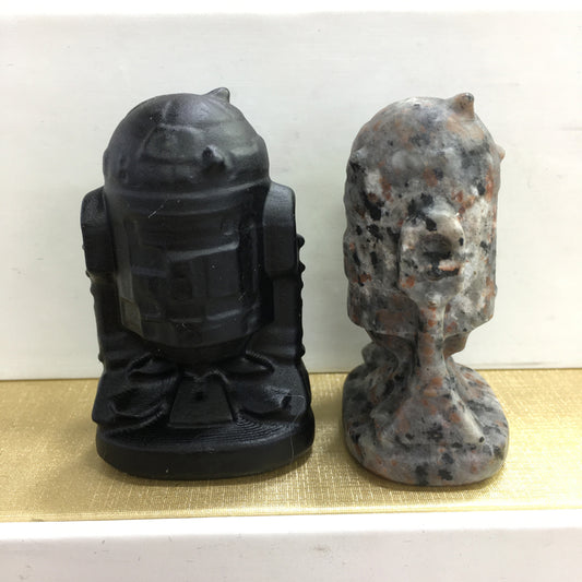 R2-D2 Black obsidian Yooperlite Carving Natural crystal Star Wars carved