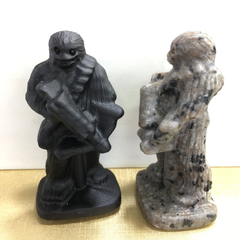 Chewbacca Chewie Black obsidian Yooperlite Carving Natural crystal Star Wars carved