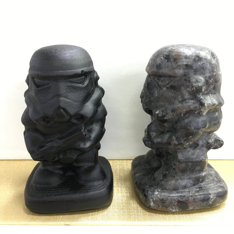 Stormtrooper Black obsidian Yooperlite Carving Natural crystal Star Wars carved