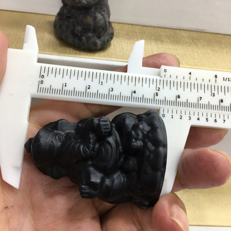 Ganesha Black obsidian Yooperlite Carving Natural crystal carved