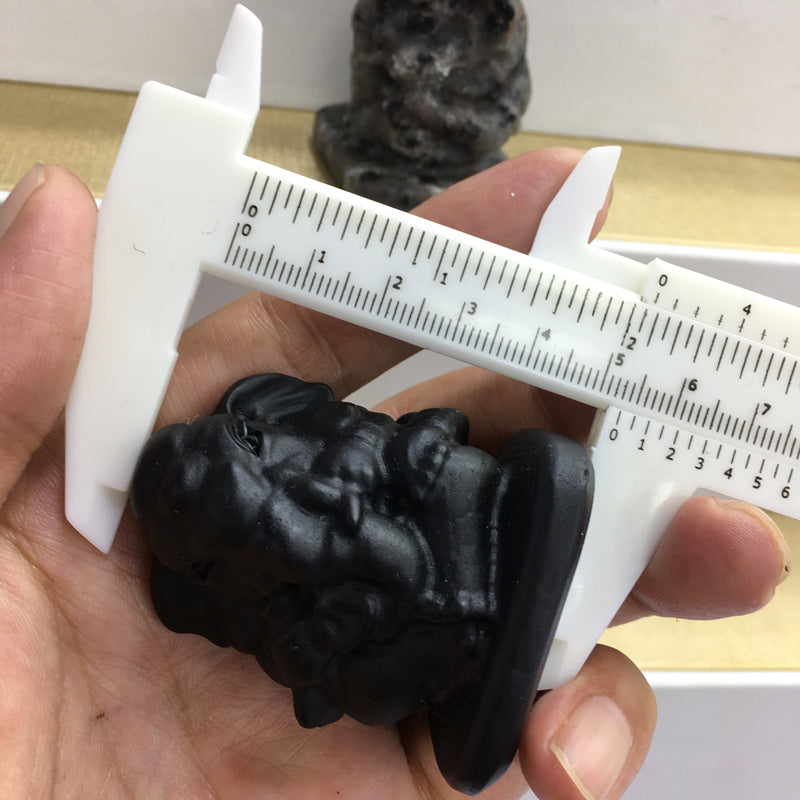 Ganesha Black obsidian Yooperlite Carving Natural crystal carved