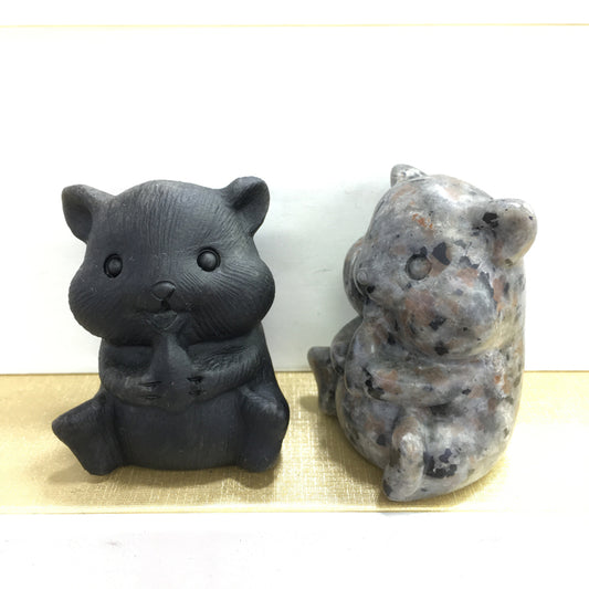 Squirrel Black obsidian Yooperlite Carving Natural crystal carved