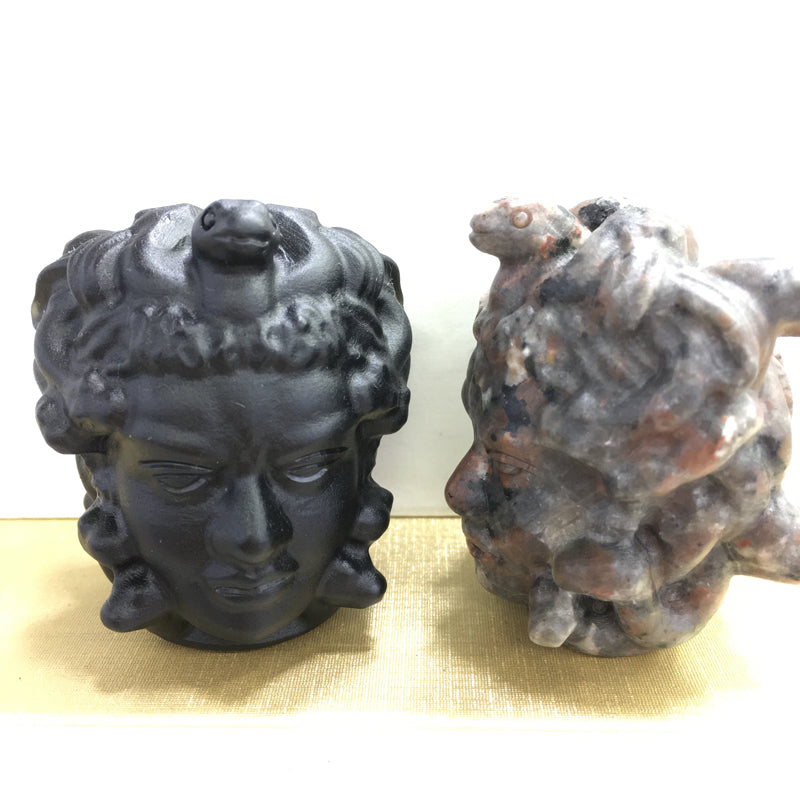 Medusa Black obsidian Yooperlite Carving Natural crystal carved