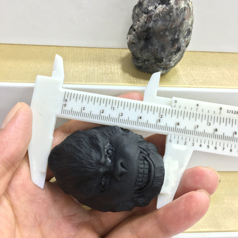 Sun Wukong Black obsidian Yooperlite Carving Natural crystal carved