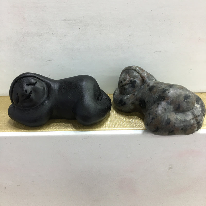 Sloth Black obsidian Yooperlite Carving Natural crystal animal carved