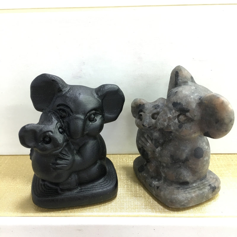 Koala Black obsidian Yooperlite Carving Natural crystal animal carved