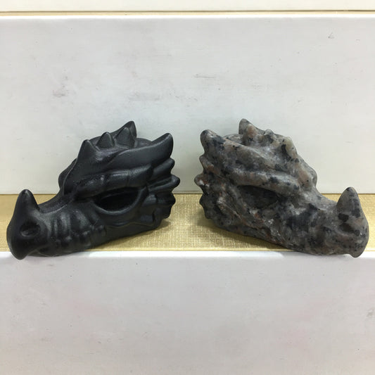 Dragon head Black obsidian Yooperlite Carving Natural crystal animal carved