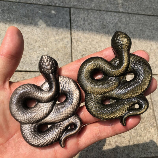 Silver Obsidian Gold Obsidian snake Carving Animal crystal carved