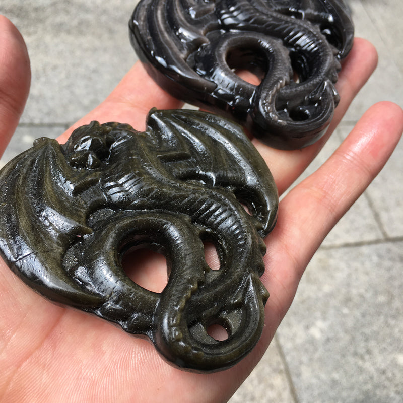 Silver Obsidian Gold Obsidian Dragon Carving crystal carved