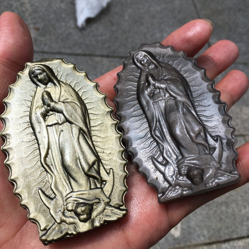 Silver Obsidian Gold Obsidian Virgin Mary Carving crystal carved