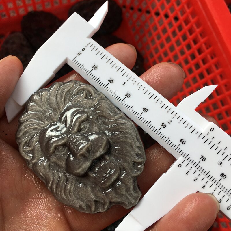 Silver Obsidian Gold Obsidian Lion's Head Carving crystal carved