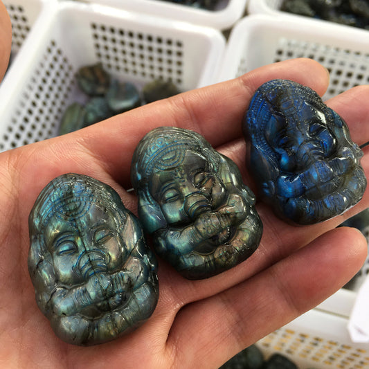 Labradorite Ganesha Carving Natural crystal carved