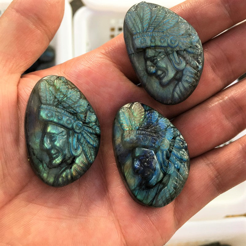 Labradorite Indian Carving Natural crystal carved