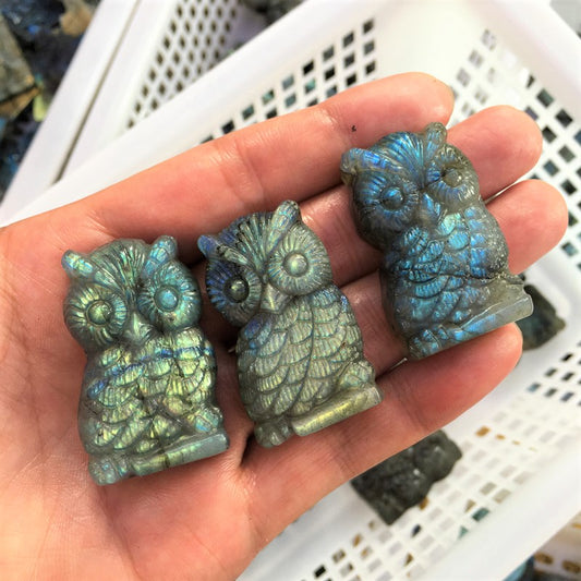 Labradorite Owl Carving Natural crystal carved