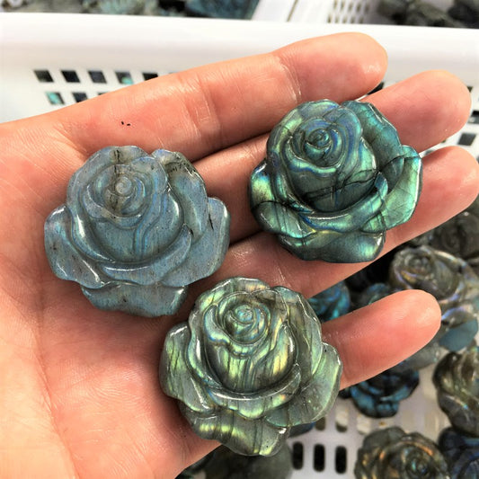 Labradorite Rose flower Carving Natural crystal carved