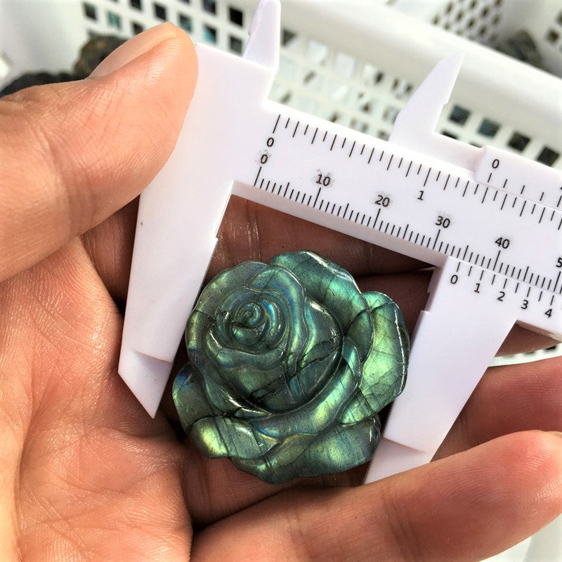 Labradorite Rose flower Carving Natural crystal carved